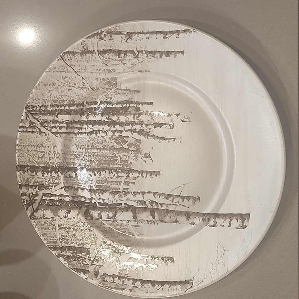 Pier One 4, Pier 1 Snow Forest Plates Birch Trees 8.5" - H